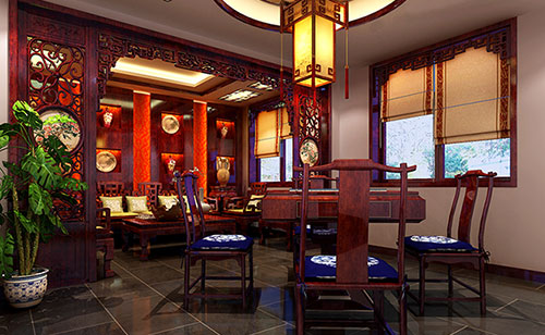梁子湖古典中式风格茶楼包间设计装修效果图
