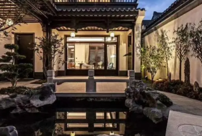 梁子湖现代中式别墅的庭院设计如此美丽